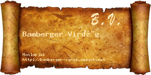 Bamberger Virág névjegykártya